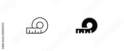 measurement ruler icon symbol logo illustration,editable stroke, flat design style isolated on white