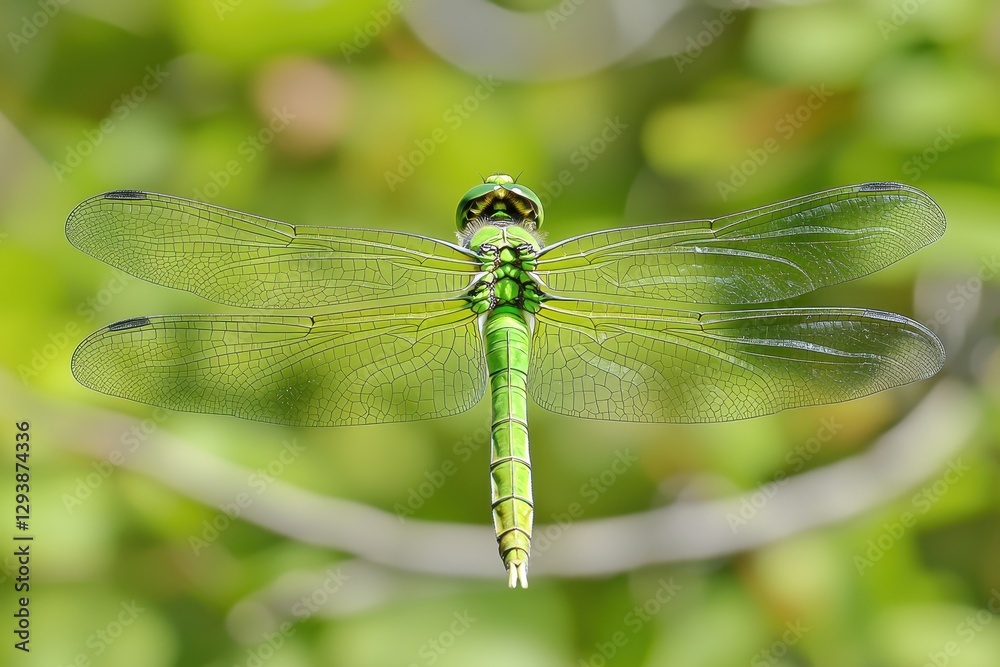 A vibrant green dragonfly, its wings shimmering in the sunlight, hovers over a still pond, creating a sense of peace and harmony with nature. A vibrant green dragonfly, its wings shimmering in the sunlight, hovers over a still pond, creating a sense of peace and harmony with nature.