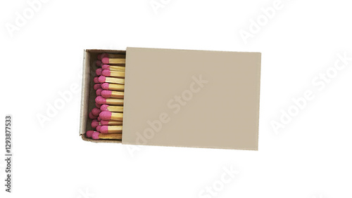 open cardboard box with wooden matches isolated on white or transparent background png