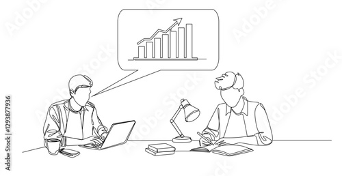 continuous single line drawing of man and woman taking notes in journal or diary line art vector illustration	