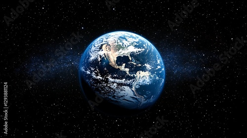 Fototapeta Naklejka Na Ścianę i Meble -  Earth Sunrise from Space with Golden Horizon, A stunning view of Earth from space with a sunrise casting golden light over the horizon, illuminating clouds and the atmosphere