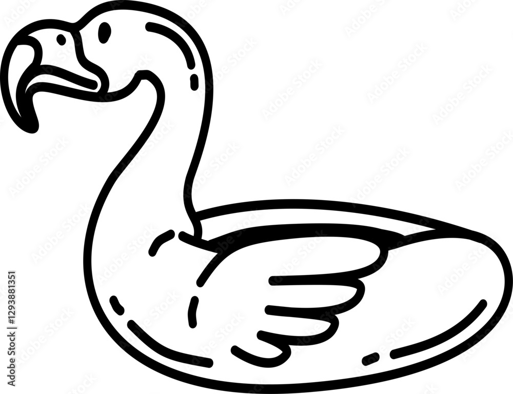 Obraz premium Hand drawn summer flamingo rubber ring doodle illustration