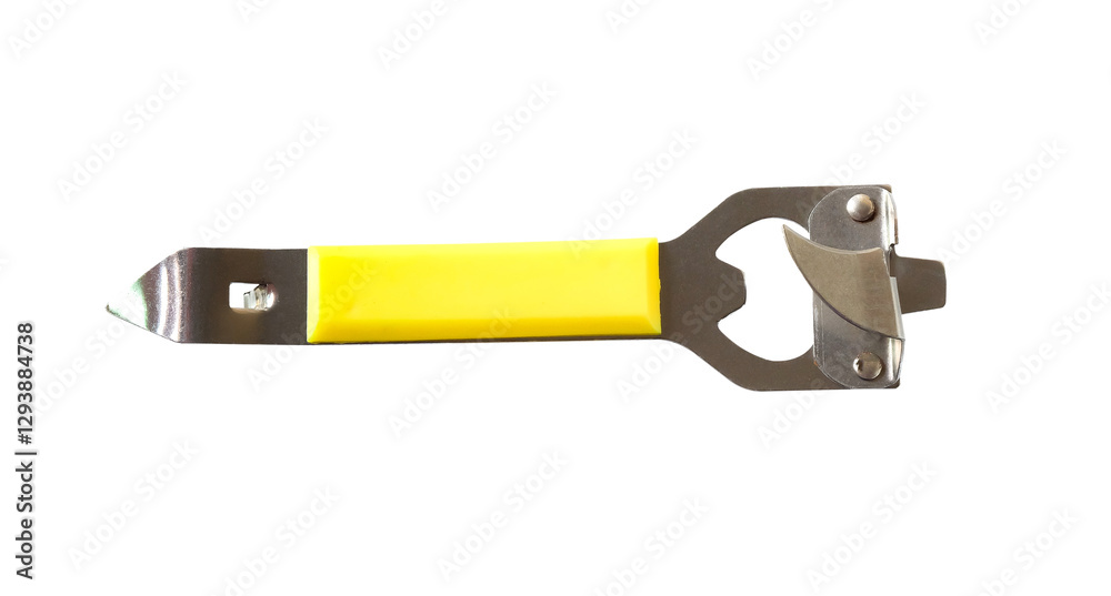 Old can opener on white background. Old can opener on white background.