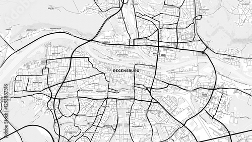 Minimalist Regensburg Street Map with Labels and Neighborhoods