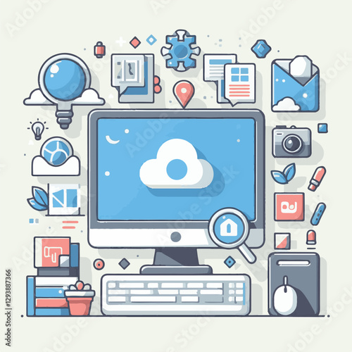 computer, digital, business, technology, communication, laptop, tech, work, office, web, internet, design, employee, vector, information, monitor, pc, modern, device, person, electronic, desktop, scre
