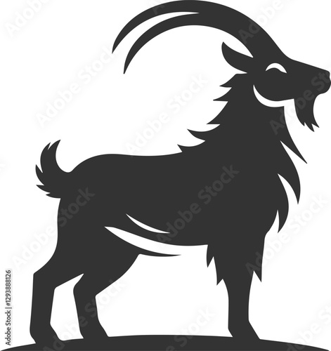 Goat sniffing the air, ears perked up animal vector silhouette