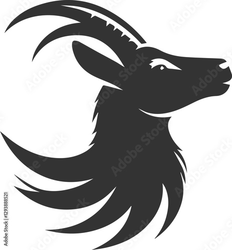 Goat sniffing the air, ears perked up animal vector silhouette