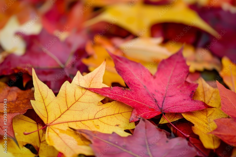Vivid pile of red and yellow maple leaves in autumn displaying fall colors, textures and details Vivid pile of red and yellow maple leaves in autumn displaying fall colors, textures and details