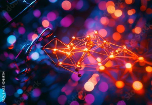 Glowing interconnected network of nodes and lines symbolizing open-source collaboration, abstract digital patterns in the background. Technology and innovation concepts.	