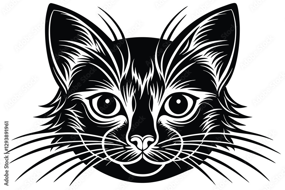 Obraz premium cute Cat face silhouette vector illustration