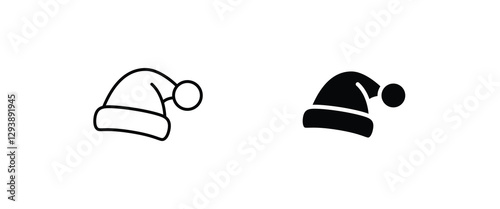 santa hat icon, Santa Claus Christmas hat icons,editable stroke, flat design style isolated on white linear pictogram, button, vector, sign, symbol, logo, illustration