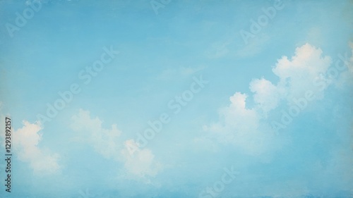 Soft Blue Sky with White Clouds Abstract Background