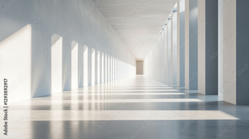 Modern Minimalist Interior with Long Shadows and Bright Light Modern Minimalist Interior with Long Shadows and Bright Light