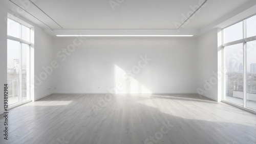 Freshly Renovated Empty Room with Wooden Floor Design