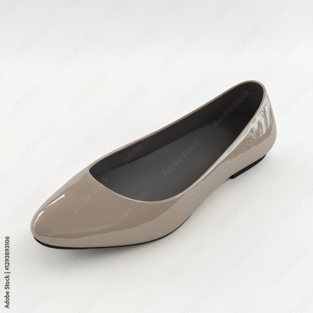 Isolated 3D Rendered Ballet Flat Shoe on White Background Isolated 3D Rendered Ballet Flat Shoe on White Background