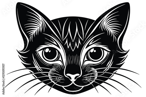 cute Cat face silhouette vector illustration