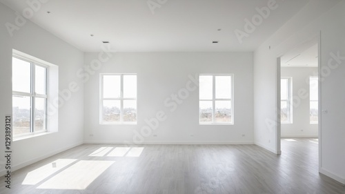 Freshly Renovated Empty Room with Wooden Floor Design