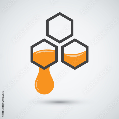Honeycomb with sweet melting honey logo design honeycraft and beekeeping concept
