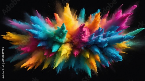 Vibrant Colorful Powder Burst Against a Dark Background