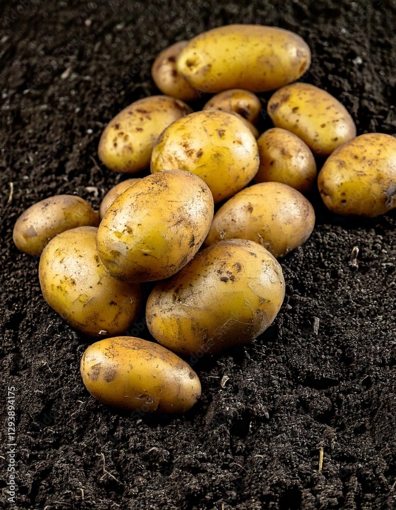 Close up photo of potatoes on the ground