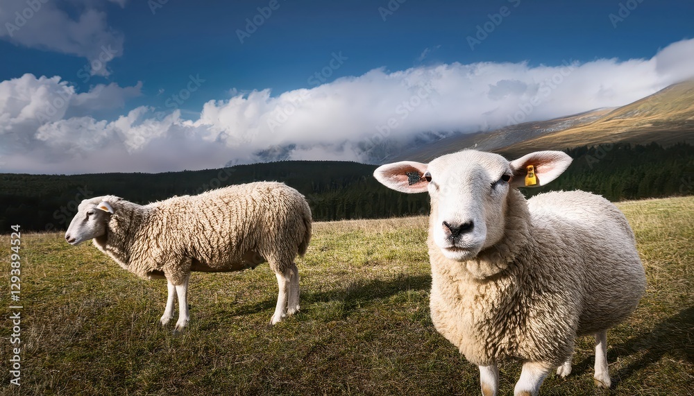 Peaceful Sheep Grazing in a WinterKissed Livestock Farm at Dawn, Capturing Rustic Serenity and the Gentle Whiteness of Early Morning. Peaceful Sheep Grazing in a WinterKissed Livestock Farm at Dawn, Capturing Rustic Serenity and the Gentle Whiteness of Early Morning.
