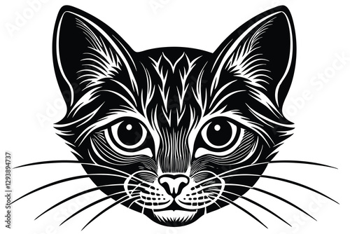 cute Cat face silhouette vector illustration