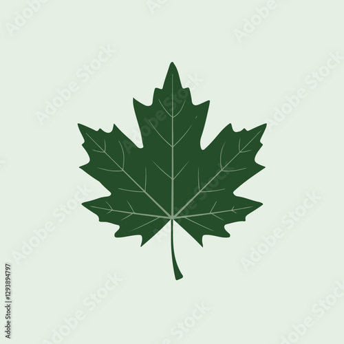 A Flat-Style Green maple leaf on a Plain White Background