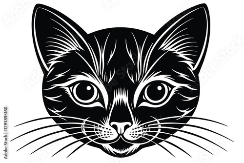 cute Cat face silhouette vector illustration