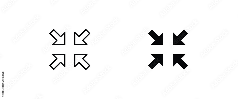 Full screen and exit full screen, Extend, Re-size Enlarge arrow, Zoom, Inside, Outside arrow icon. Minimize and maximize icon symbol logo illustration,editable stroke, flat design style isolated Full screen and exit full screen, Extend, Re-size Enlarge arrow, Zoom, Inside, Outside arrow icon. Minimize and maximize icon symbol logo illustration,editable stroke, flat design style isolated