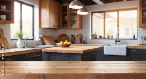 Cozy Kitchen Interior with Table and Organized Utensils