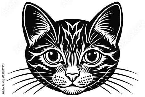 cute Cat face silhouette vector illustration