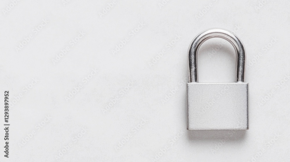 Naklejka premium Metal padlock on plain background; security concept; office supplies