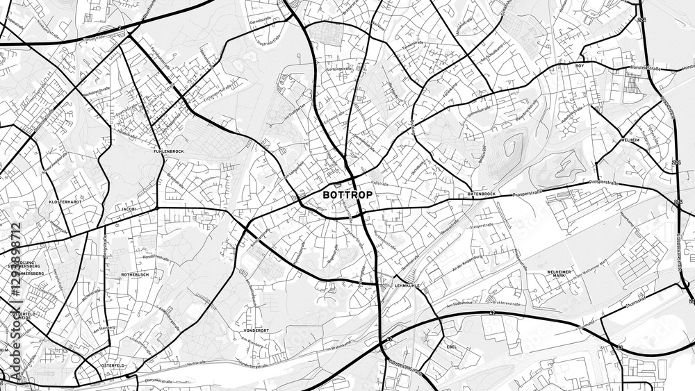 Minimalist Bottrop Street Map with Labels and Neighborhoods Minimalist Bottrop Street Map with Labels and Neighborhoods