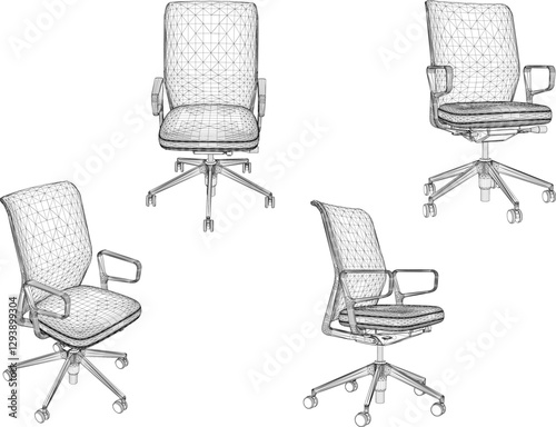 vector sketch illustration of office chair design for worker playing game 