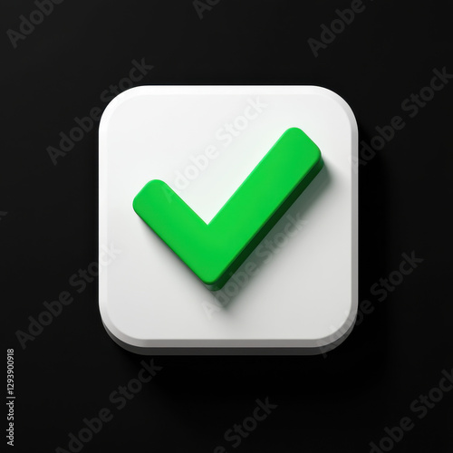 A sleek and modern green check mark icon inside a rounded white square. 