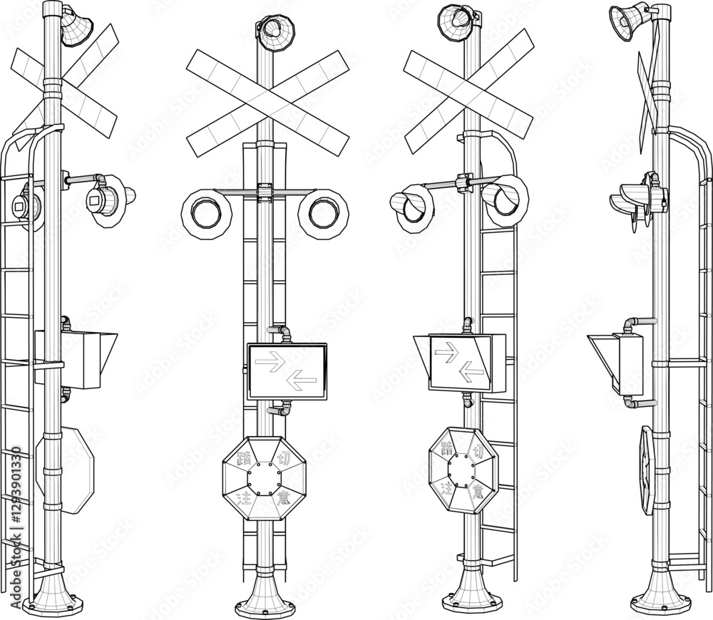 Fototapeta premium vector sketch illustration of railway stop warning sign design 