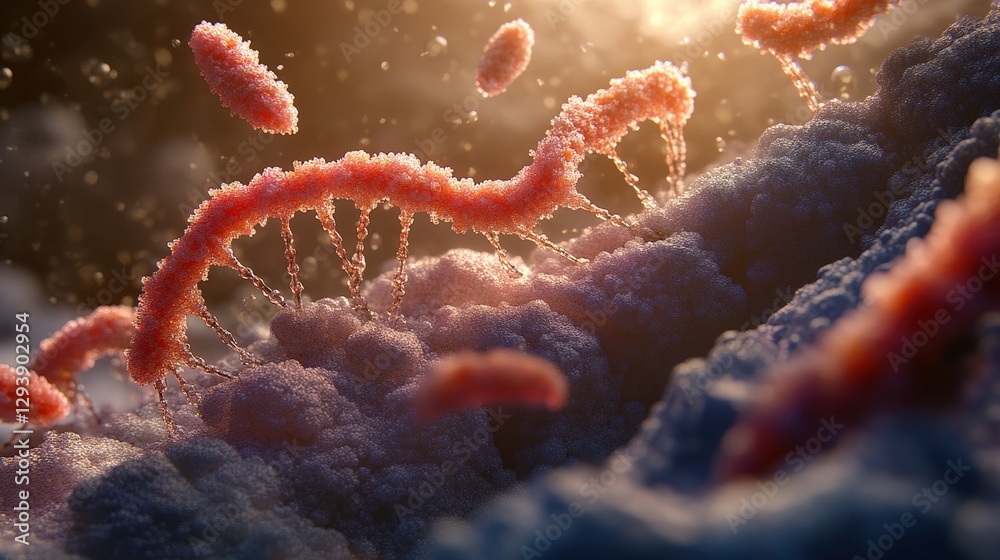 Obraz premium High Resolution Microscopic View of CRISPR Gene Editing in Progress