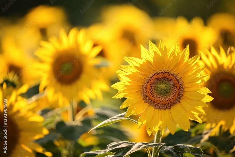 Sunflowers Blooming Vibrantly in a Golden Field Under a Bright Blue Sky on a Sunny Day Sunflowers Blooming Vibrantly in a Golden Field Under a Bright Blue Sky on a Sunny Day