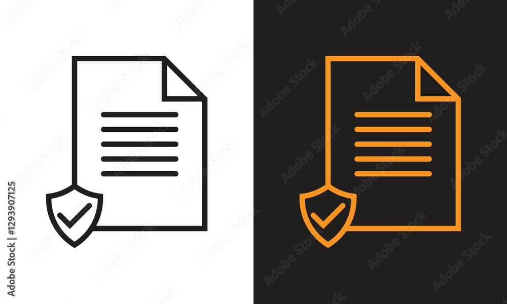 Tick shield with document paper logo icon. Great logo icon for, industrial office, social media, entertainment and web. Tick shield with document paper logo icon. Great logo icon for, industrial office, social media, entertainment and web.