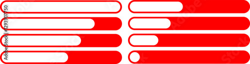 Progress bar. Steps, phases, level indicator. Yardstick meter. Rank, grade, red stage chart, graph. Vector illustration