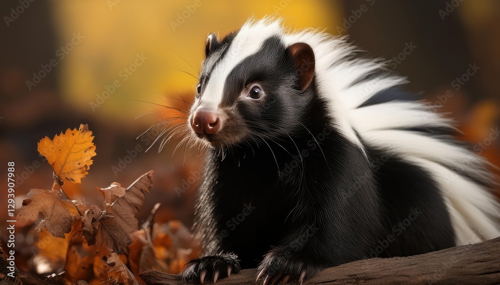 Wildwoods Solitary Skunk, A Timeless Creature Cloaked in Shadows and Mystery, Captured Amidst the Overgrown Dappled Forest. Wildwoods Solitary Skunk, A Timeless Creature Cloaked in Shadows and Mystery, Captured Amidst the Overgrown Dappled Forest.