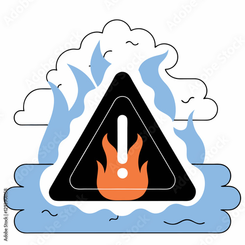 Urgent Warning: Fire Hazard Alert - Vector Graphic Illustration.