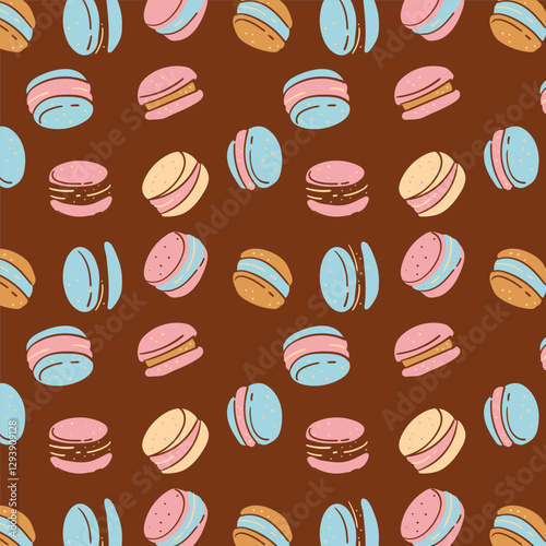 Seamless pattern with colorfu macaroon cookies