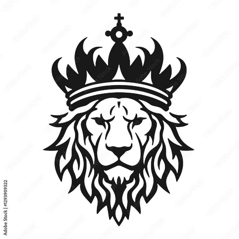 Fototapeta premium lion head with crown silhouette