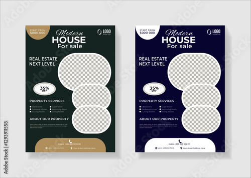 Modern clean clear Real Estate flyer template or Real Estate flyer design with best design organic shape