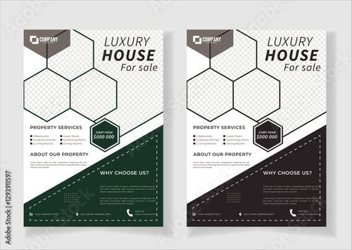 Modern clean clear Real Estate flyer template or Real Estate flyer design with best design organic shape