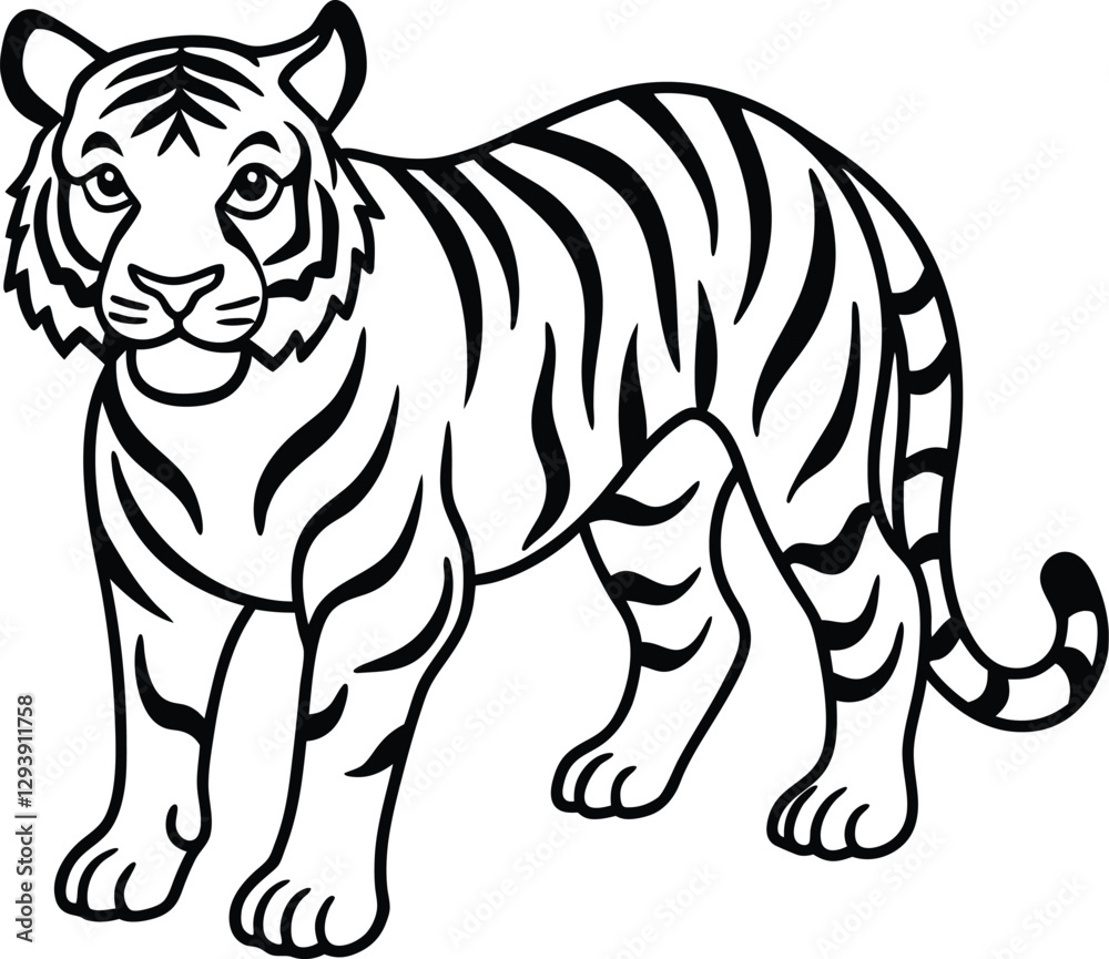 Fierce and Majestic: A Striking Tiger Roaming in the Jungle Fierce and Majestic: A Striking Tiger Roaming in the Jungle