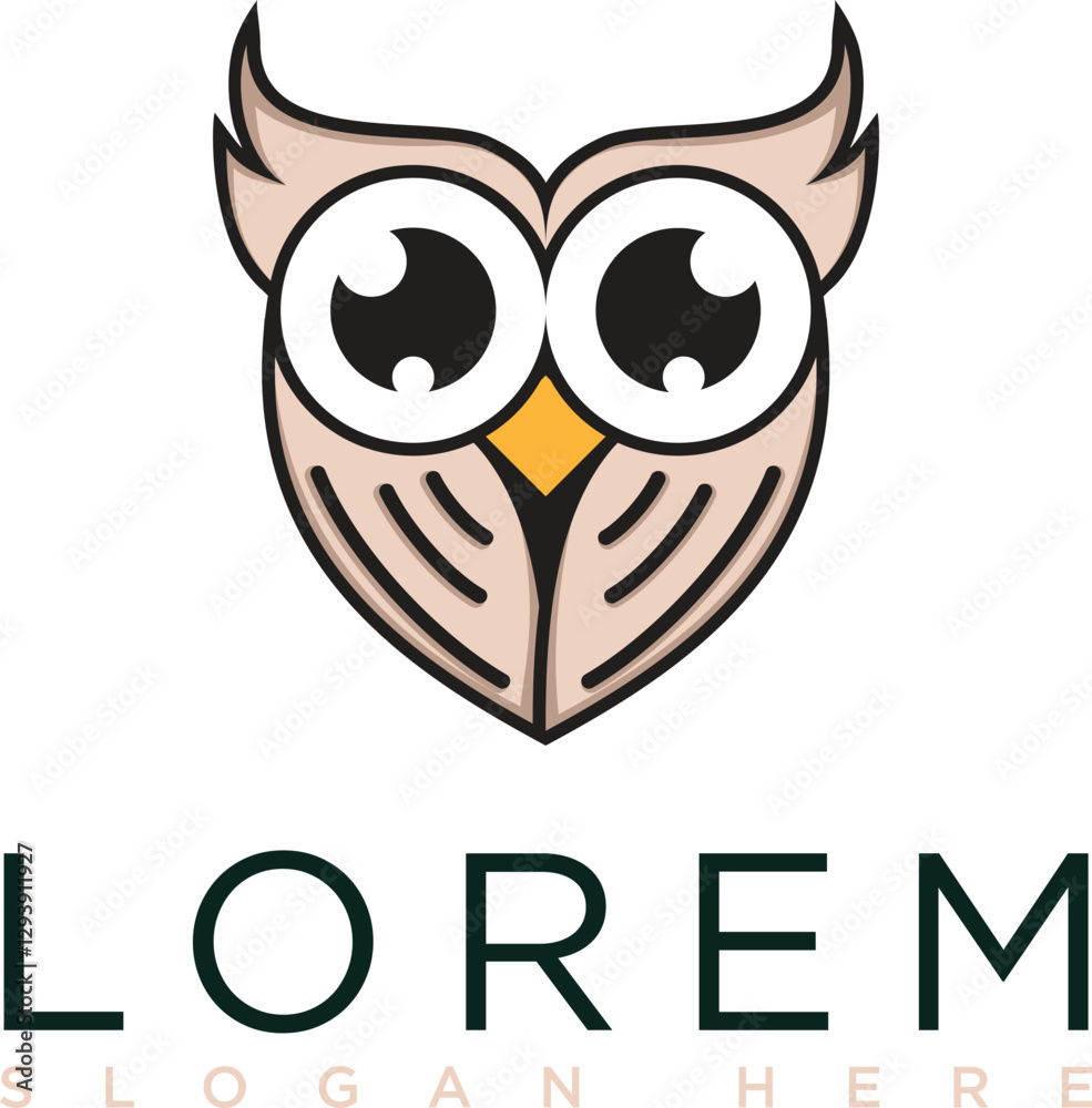 Naklejka premium Mobile Dark brown owl logo with a modern minimalist creative design. A symbol of warmth, intelligence and professionalism. Suitable for branding, business and corporate visual identity