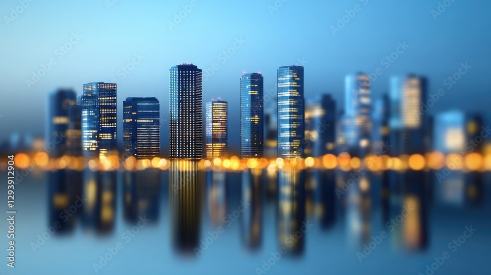 Obraz premium A glowing energy-efficient city at night powered entirely by clean energy.