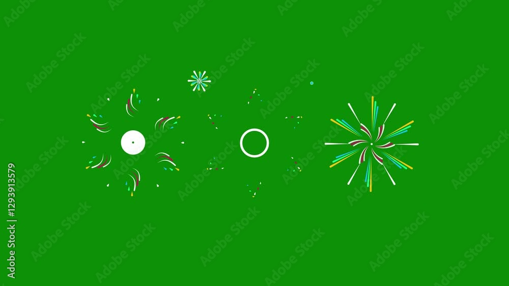 Circles fireworks explosion line shape blast, ellipse blast green screen animation. Motion Graphics in After Effects pop up, line, shiny, blast. 4k animation